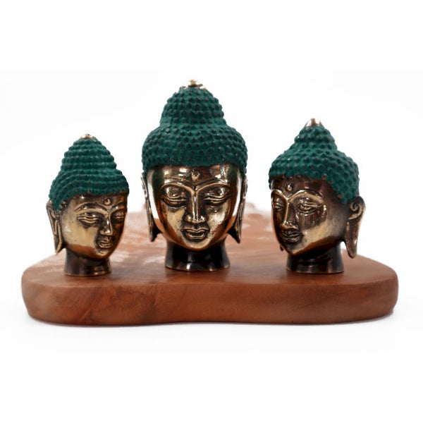 Handcrafted Brass Buddha Heads - Set Of 3