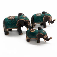 Handcrafted Brass Lucky Elephants - Set Of 3