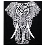 Double Cotton Bedspread/Wall Hanging - Black & White - Elephant - MysticSoul_108