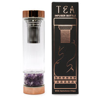 Crystal Glass Tea Infuser Bottles - Rose Gold - Amethyst