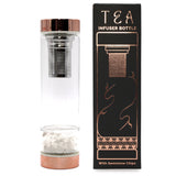 Crystal Glass Tea Infuser Bottles - Rose Gold - Clear Quartz