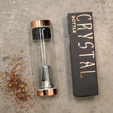 Crystal Glass Tea Infuser Bottles - Rose Gold - Clear Quartz