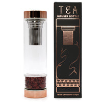 Crystal Glass Tea Infuser Bottles - Rose Gold - Red Jasper