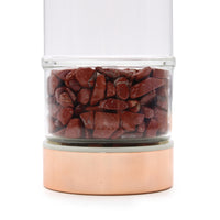 Crystal Glass Tea Infuser Bottles - Rose Gold - Red Jasper