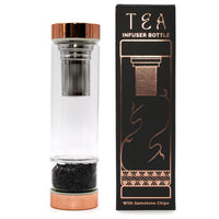 Crystal Glass Tea Infuser Bottles - Rose Gold - Onyx