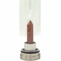 Mit Kristallen angereicherte Glaswasserflaschen – Belebender roter Jaspis – Obelisk