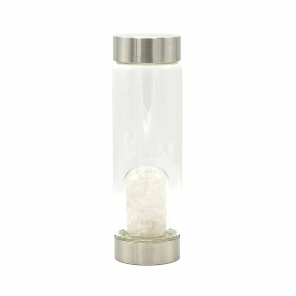 Crystal Infused Glass Water Bottles - Cleansing Clear Quartz - Chips