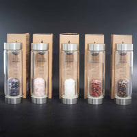 Crystal Infused Glass Water Bottles - Cleansing Clear Quartz - Chips