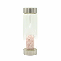 Crystal Infused Glass Water Bottles - Rejuvinating Rose Quartz - Chips