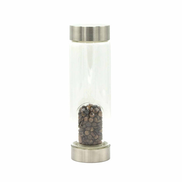 Crystal Infused Glass Water Bottles - Determined Tigers Eye - Chips