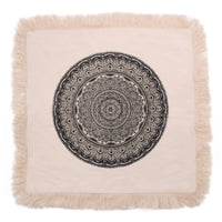 Mandala-Kissenbezug aus 100 % Baumwolle – traditionell – Schwarz – 60 cm x 60 cm