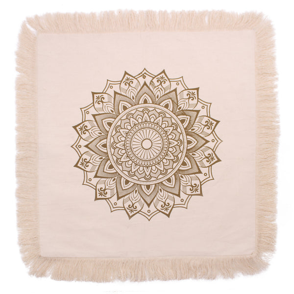 100% Cotton Mandala Cushion Cover - Lotus - Bronze - 60cm x 60cm