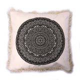 Mandala-Kissenbezug aus 100 % Baumwolle – traditionell – Schwarz – 45 cm x 45 cm