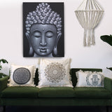 100% Cotton Mandala Cushion Cover - Traditional - Black - 45cm x 45cm