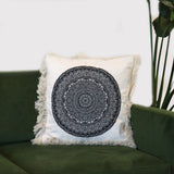 Mandala-Kissenbezug aus 100 % Baumwolle – traditionell – Schwarz – 45 cm x 45 cm