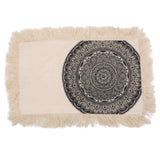 Mandala-Kissenbezug aus 100 % Baumwolle – traditionell – Schwarz – 30 cm x 50 cm