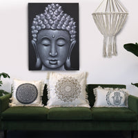 100% Cotton Mandala Cushion Cover - Traditional - Black - 60cm x 60cm