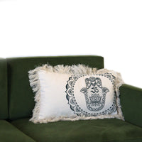 Mandala-Kissenbezug aus 100 % Baumwolle – Hamsa – Grün – 30 cm x 50 cm