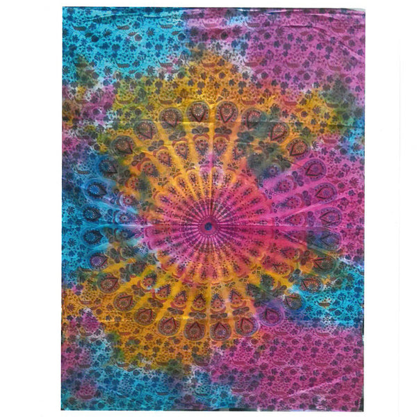 Handbedruckter Wandbehang aus Baumwolle – Mandala