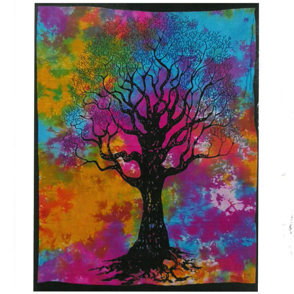 Handbedruckter Wandbehang aus Baumwolle – Baum der Stärke