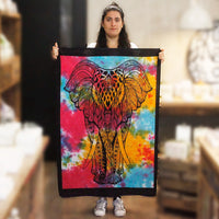 Tenture murale en coton imprimée à la main - Éléphant