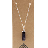 Handcrafted Gemstone Pendant - Flat Pencil - Amethyst - 3cm