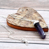 Handcrafted Gemstone Pendant - Flat Pencil - Amethyst - 3cm