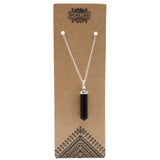 Handcrafted Gemstone Pendant - Flat Pencil - Black Agate - 3cm