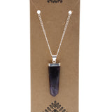 Handcrafted Gemstone Pendant - Flat Pencil - Amethyst - 4cm