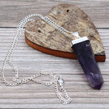 Handcrafted Gemstone Pendant - Flat Pencil - Amethyst - 4cm