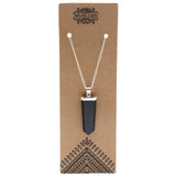 Handcrafted Gemstone Pendant - Flat Pencil - Black Agate - 4cm