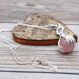 Handcrafted Gemstone Pendant - Healing Hands - Rose Quartz - 3.5cm