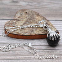 Handcrafted Gemstone Pendant - Healing Hands - Black Agate - 3.5cm