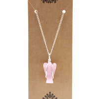 Handcrafted Gemstone Pendant - Guardian Angel - Rose Quartz