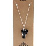 Handcrafted Gemstone Pendant - Guardian Angel - Black Agate
