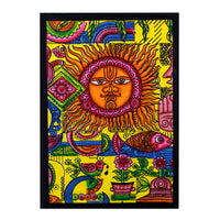 Hand brushed Cotton Wall Hanging - Tribal Sun