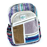 Hemp & Cotton Bag -  Backpack - Multicoloured - Diagonal Zip - Small