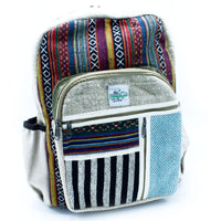 Hemp & Cotton Bag -  Backpack - Multicoloured - Stripes - Large