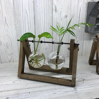 Hydroponic Home Décor - Two Pot Wooden Stand