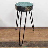 Albasia Wooden Plant Stand - Turquoise & Gold