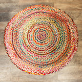 Tapis en Jute et Coton - Rond - Multicolore - Moyen - 120 cm