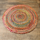 Tapis en Jute et Coton - Rond - Multicolore - Moyen - 120 cm