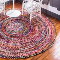 Tapis en Jute et Coton - Rond - Multicolore - Moyen - 120 cm