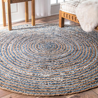 Teppich aus Jute und Denim – rund – mehrfarbig – klein – 90 cm