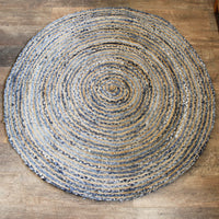 Tapis en Jute &amp; Denim - Rond - Multicolore - Grand - 150cm