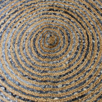 Tapis en Jute &amp; Denim - Rond - Multicolore - Grand - 150cm