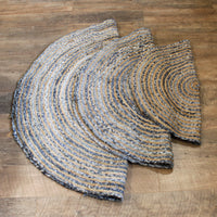 Tapis en Jute &amp; Denim - Rond - Multicolore - Grand - 150cm