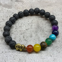 Lava Stone Bracelet - Elephant/Chakra - MysticSoul_108