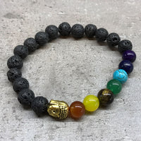 Lava Stone Bracelet - Buddha/Chakra - MysticSoul_108