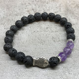 Lava Stone Bracelet - Fish/Amethyst - MysticSoul_108